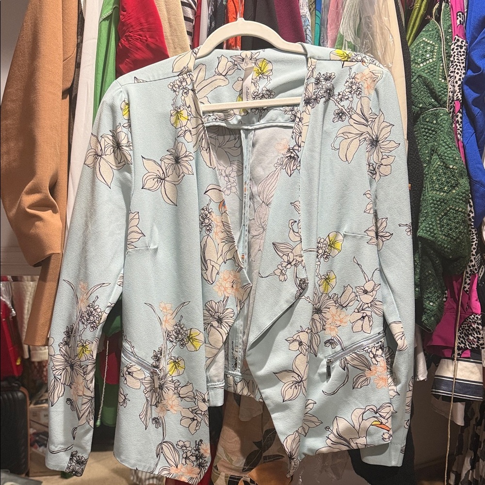 Collection B Light Blue Floral Blazer